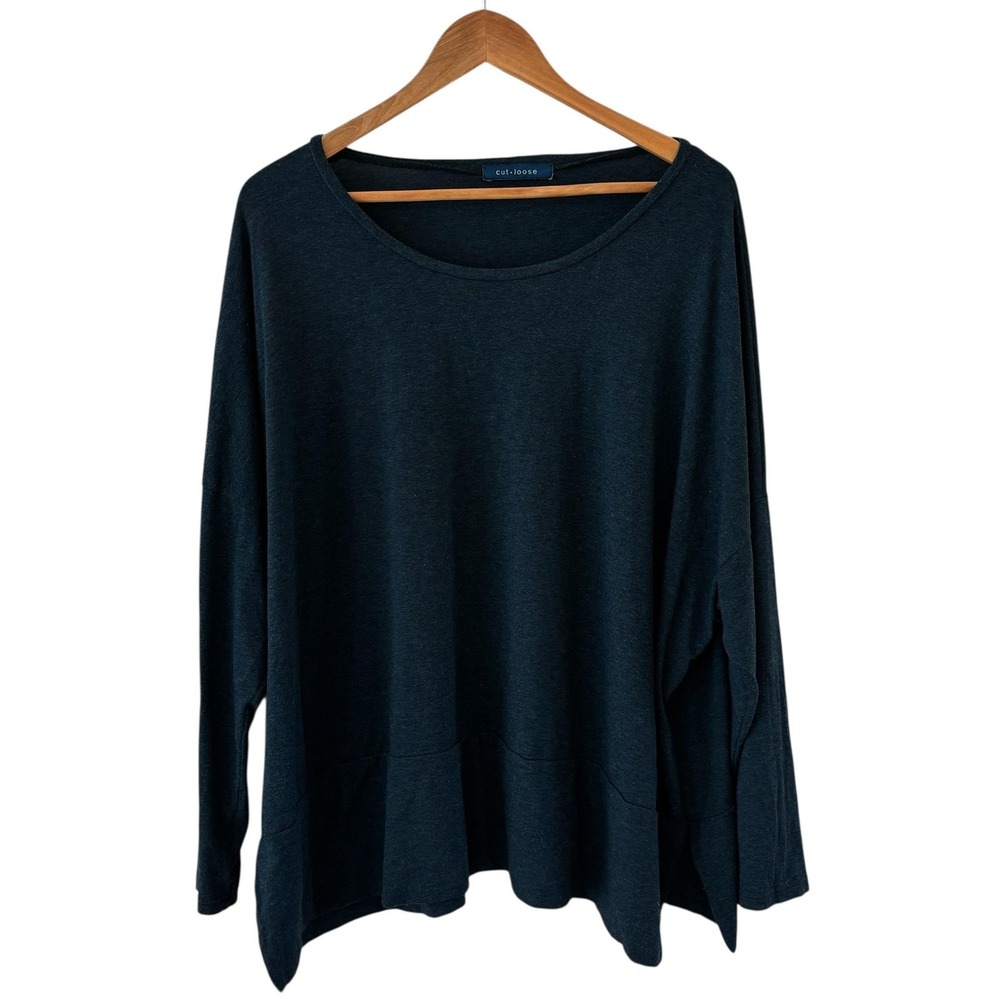 Cut Loose Womens Oversized Tunic Top OS Blue Boxy Relaxed Artsy USA